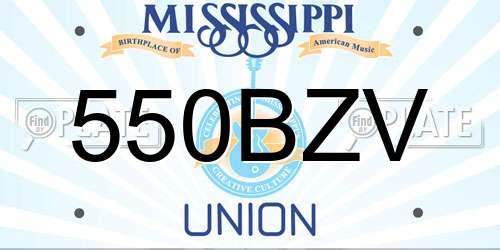 550BZV Mississippi License Plate
