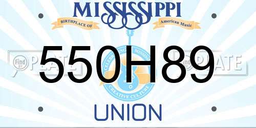 550H89 Mississippi License Plate