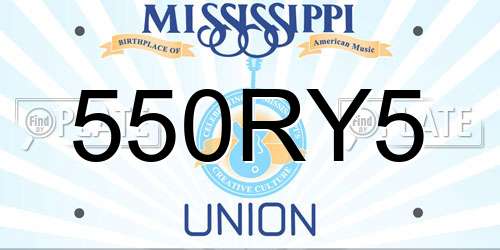 550RY5 Mississippi License Plate