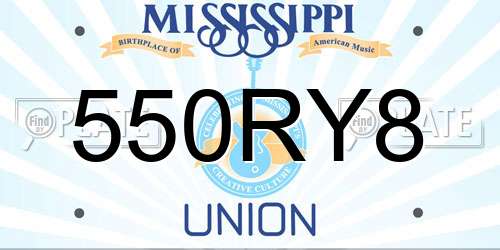 550RY8 Mississippi License Plate