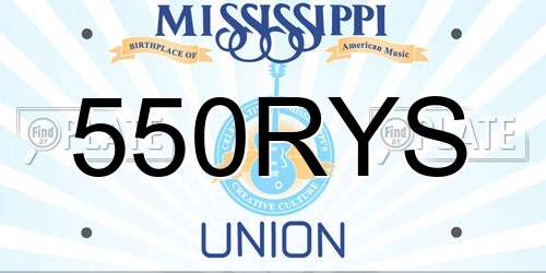 550RYS Mississippi License Plate