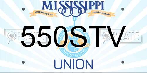550STV Mississippi License Plate