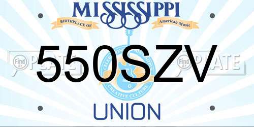 550SZV Mississippi License Plate