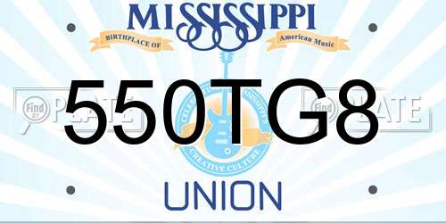 550TG8 Mississippi License Plate