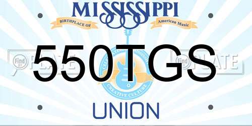 550TGS Mississippi License Plate