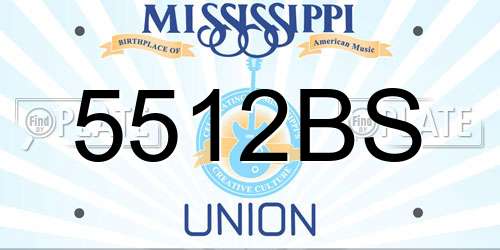5512BS Mississippi License Plate
