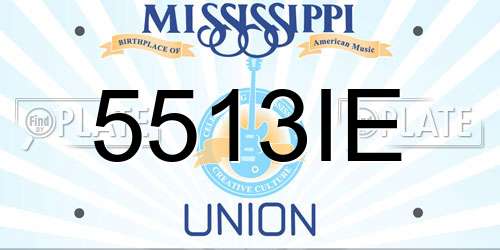 5513IE Mississippi License Plate