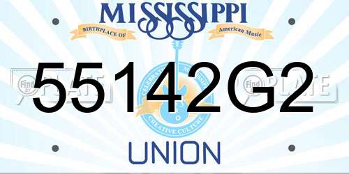55142G2 Mississippi License Plate