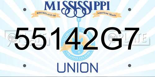55142G7 Mississippi License Plate