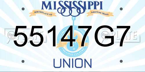 55147G7 Mississippi License Plate