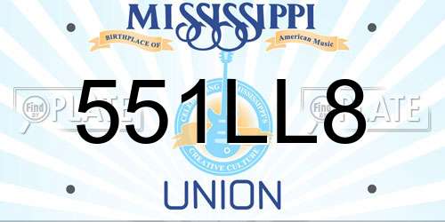 551LL8 Mississippi License Plate