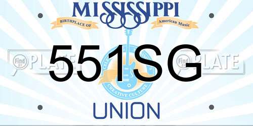 551SG Mississippi License Plate