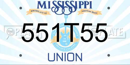 551T55 Mississippi License Plate