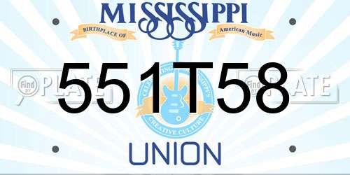 551T58 Mississippi License Plate