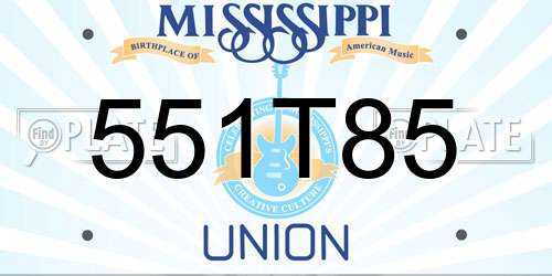 551T85 Mississippi License Plate