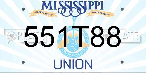 551T88 Mississippi License Plate
