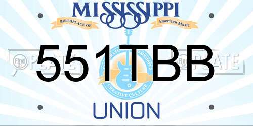 551TBB Mississippi License Plate