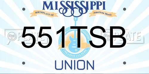 551TSB Mississippi License Plate