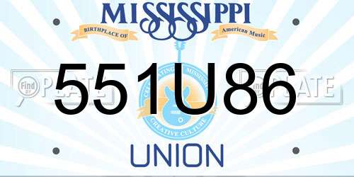 551U86 Mississippi License Plate