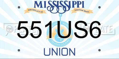 551US6 Mississippi License Plate