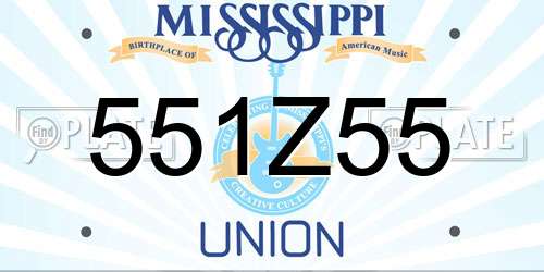 551Z55 Mississippi License Plate