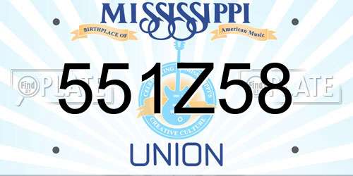 551Z58 Mississippi License Plate