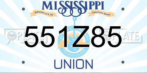 551Z85 Mississippi License Plate