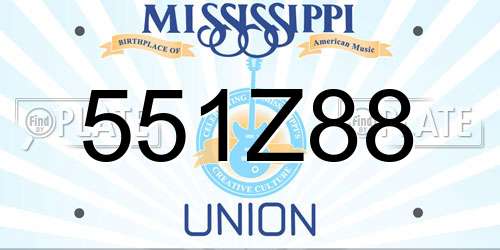 551Z88 Mississippi License Plate