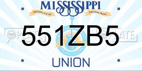 551ZB5 Mississippi License Plate