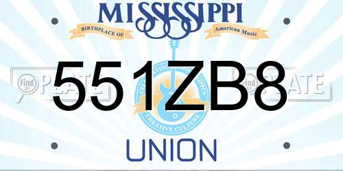 551ZB8 Mississippi License Plate