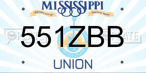 551ZBB Mississippi License Plate