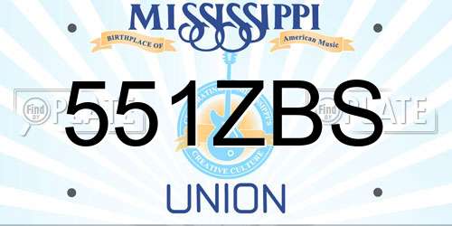 551ZBS Mississippi License Plate