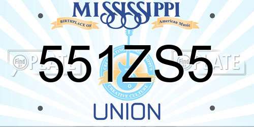 551ZS5 Mississippi License Plate