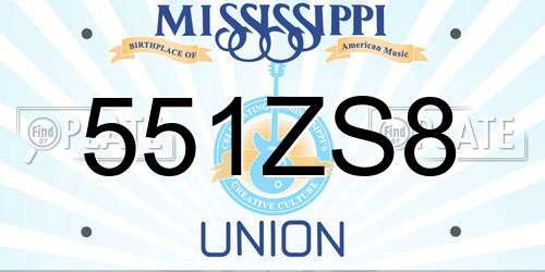 551ZS8 Mississippi License Plate