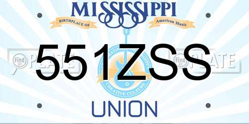551ZSS Mississippi License Plate
