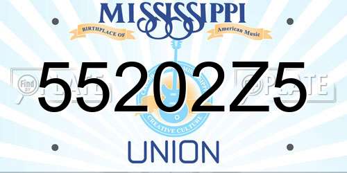 55202Z5 Mississippi License Plate