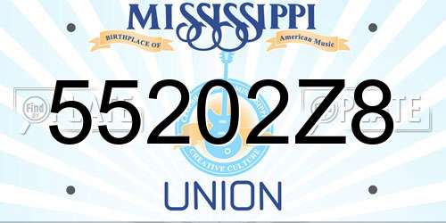 55202Z8 Mississippi License Plate
