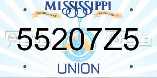 55207Z5 Mississippi License Plate