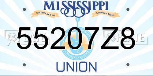55207Z8 Mississippi License Plate