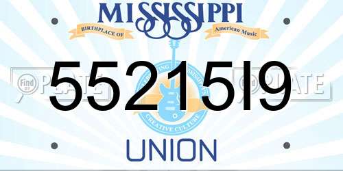 55215I9 Mississippi License Plate