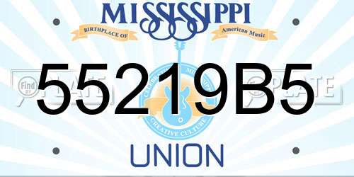 55219B5 Mississippi License Plate