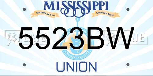 5523BW Mississippi License Plate