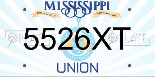 5526XT Mississippi License Plate
