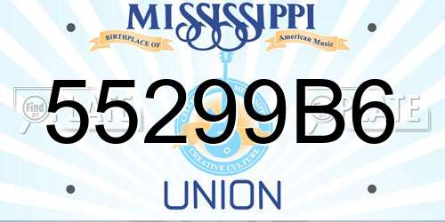 55299B6 Mississippi License Plate