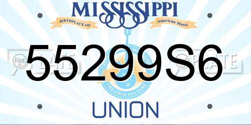 55299S6 Mississippi License Plate