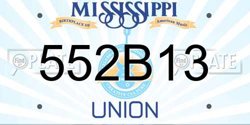 552B13 Mississippi License Plate