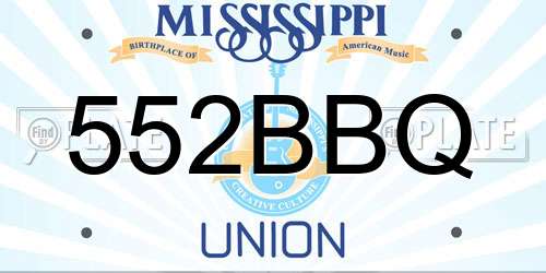 552BBQ Mississippi License Plate