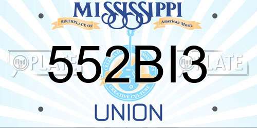 552BI3 Mississippi License Plate