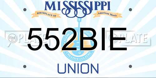552BIE Mississippi License Plate