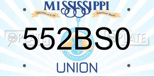 552BS0 Mississippi License Plate